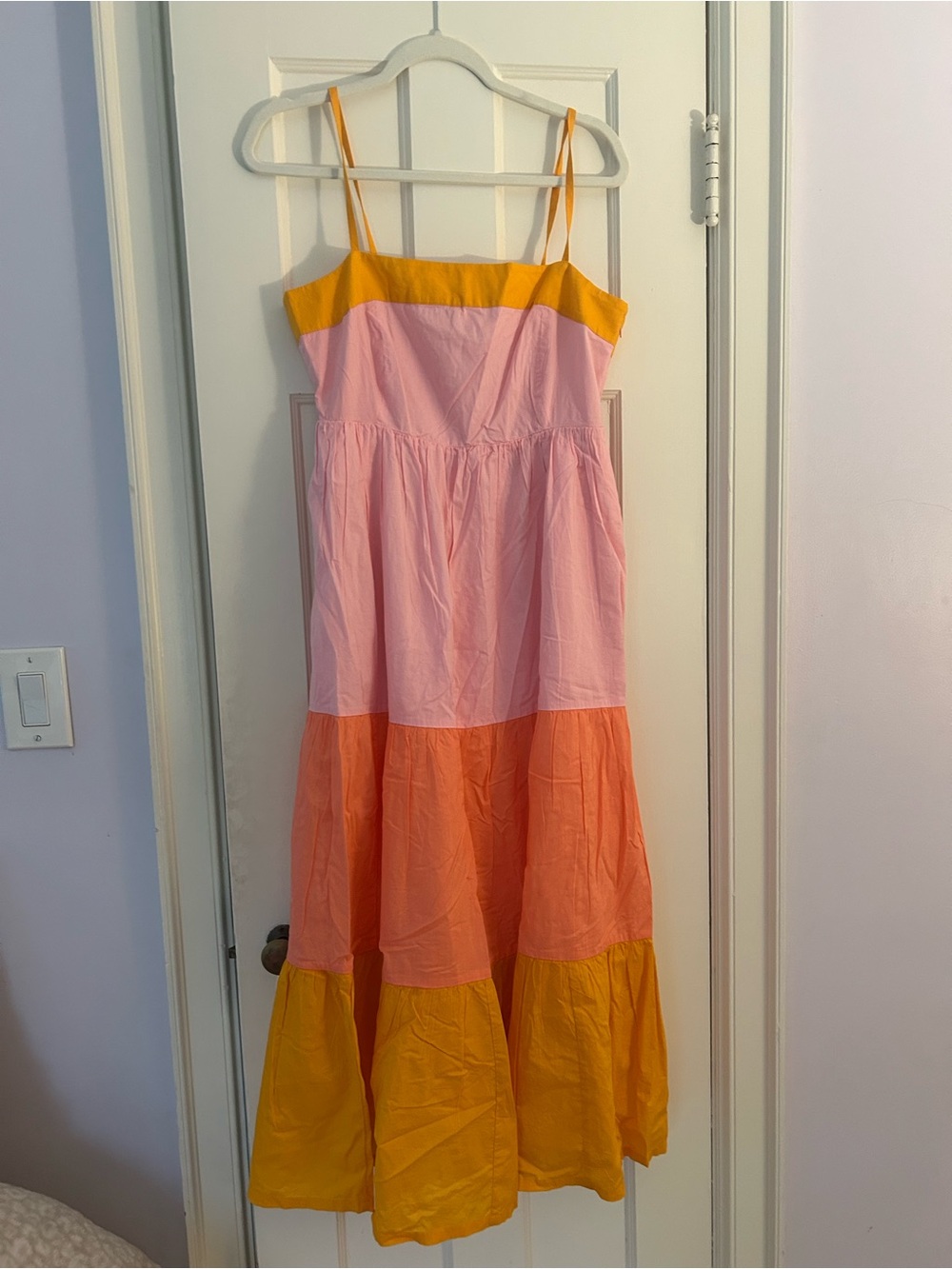 J. Crew Girls' Pink, Orange & Yellow Colorblock Spaghetti-Strap Dress